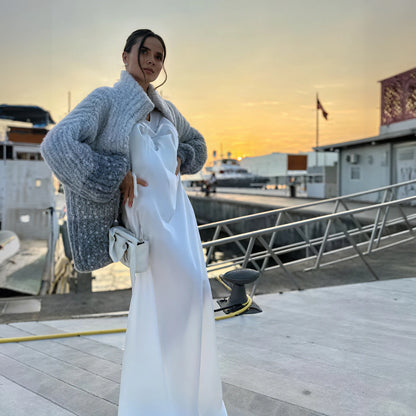 Kjole med Cardigan - Lang Silhuet, Chunky Strik