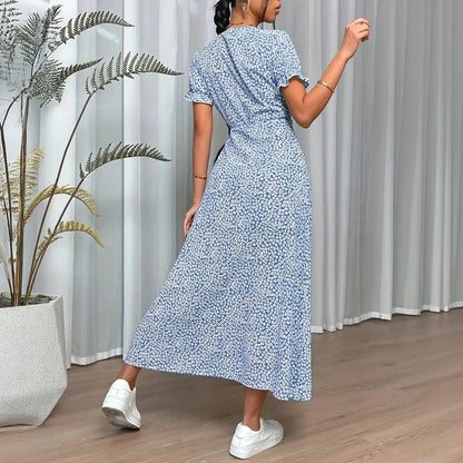 Boheme Wrap Kjole med Blomsterprint