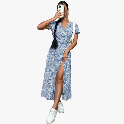 Boheme Wrap Kjole med Blomsterprint