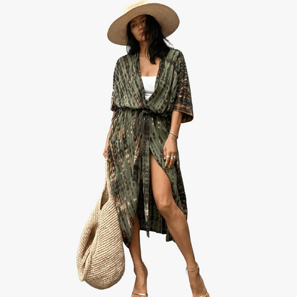 Boheme Kimono Kjole med Bælte