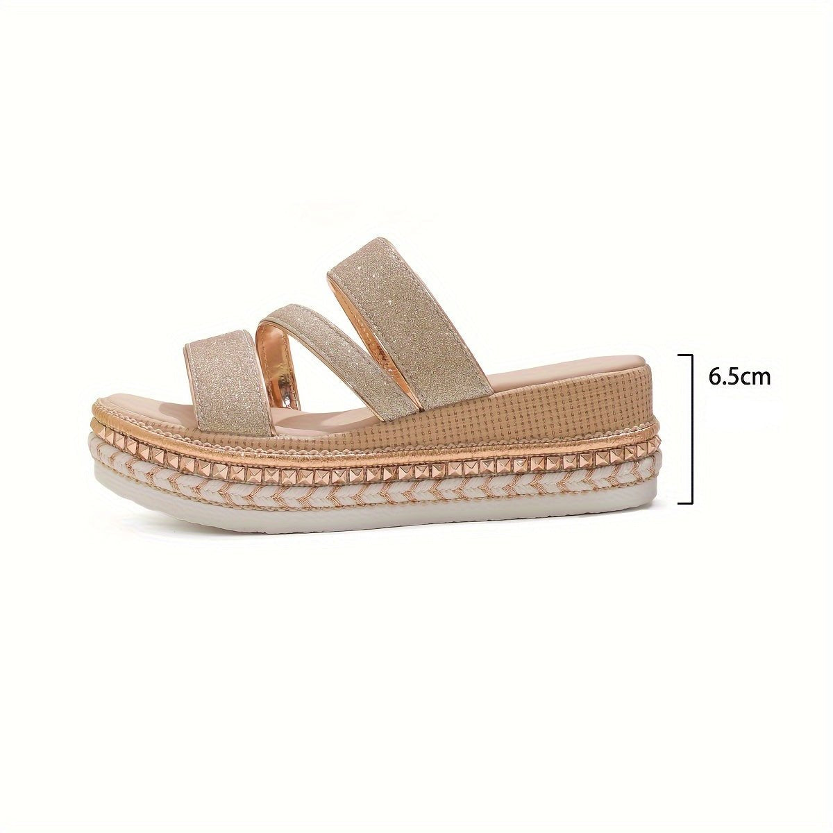 Glitter Platform Sandaler - Beige Festsko