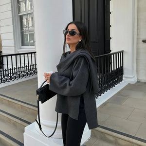 Elegant Outerwear med Drapéret Design