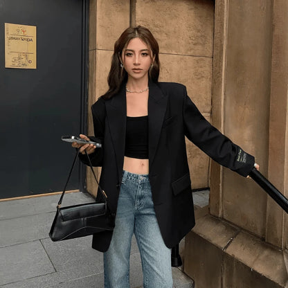 Oversized Blazer med Dyb V-udskæring