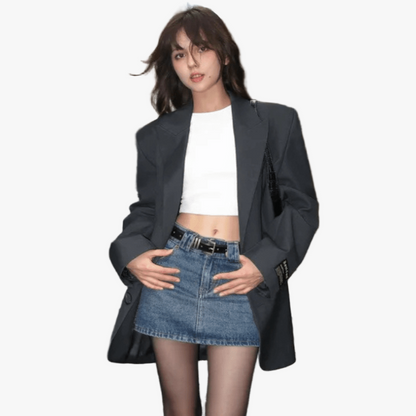 Oversized Blazer med Dyb V-udskæring