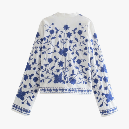 Boheme Broderet Jakke med Blomstermønster