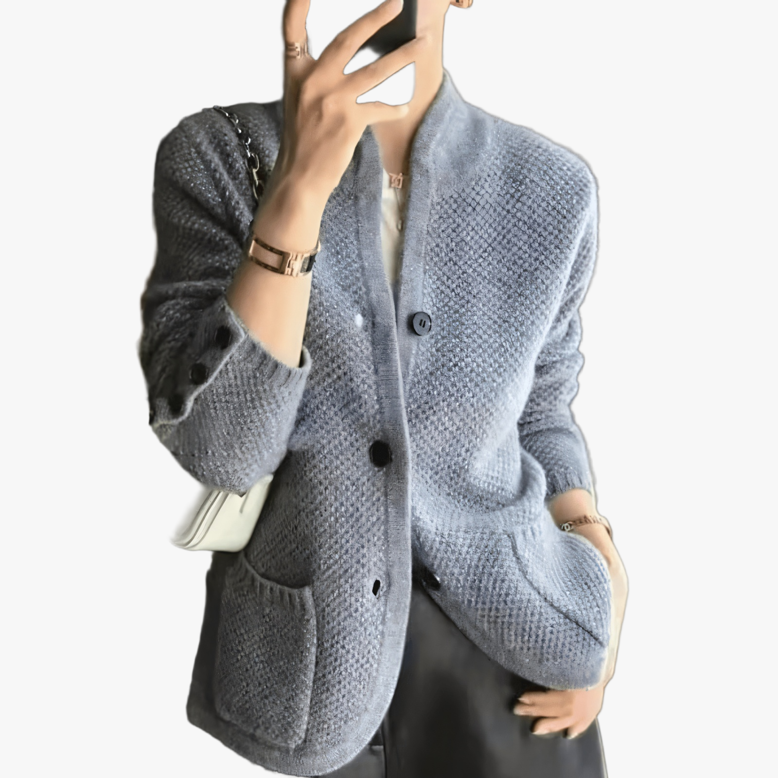 Afslappet Cardigan med Sjalskrave