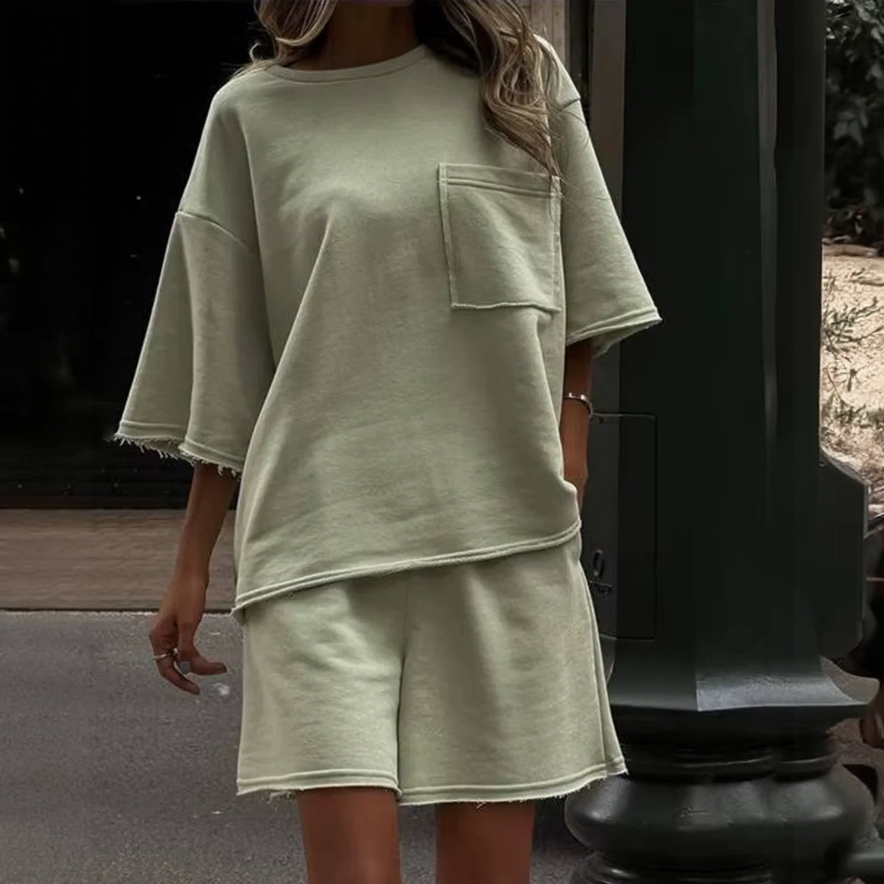 Oversized Casual T-Shirt med Shorts
