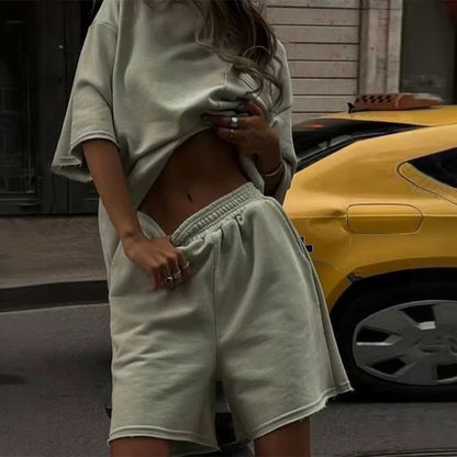 Oversized T-shirt og Shorts Sæt