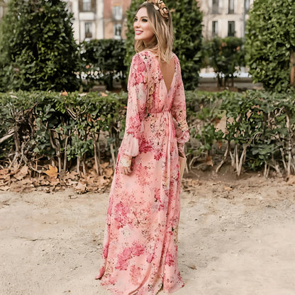 Romantisk Maxikjole med V-udskæring