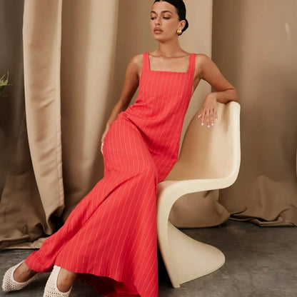 Afslappet Maxi Kjole - Firkantet Hals