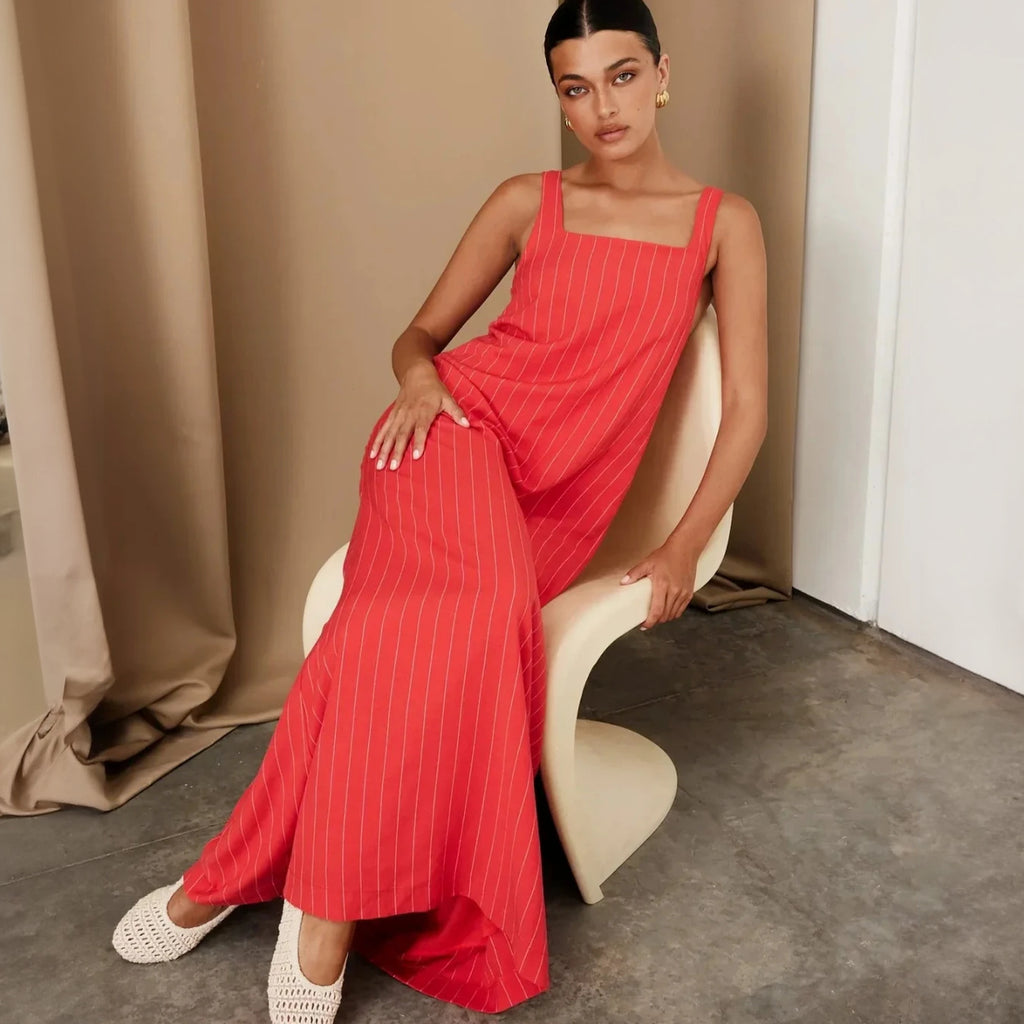 Afslappet Maxi Kjole - Firkantet Hals