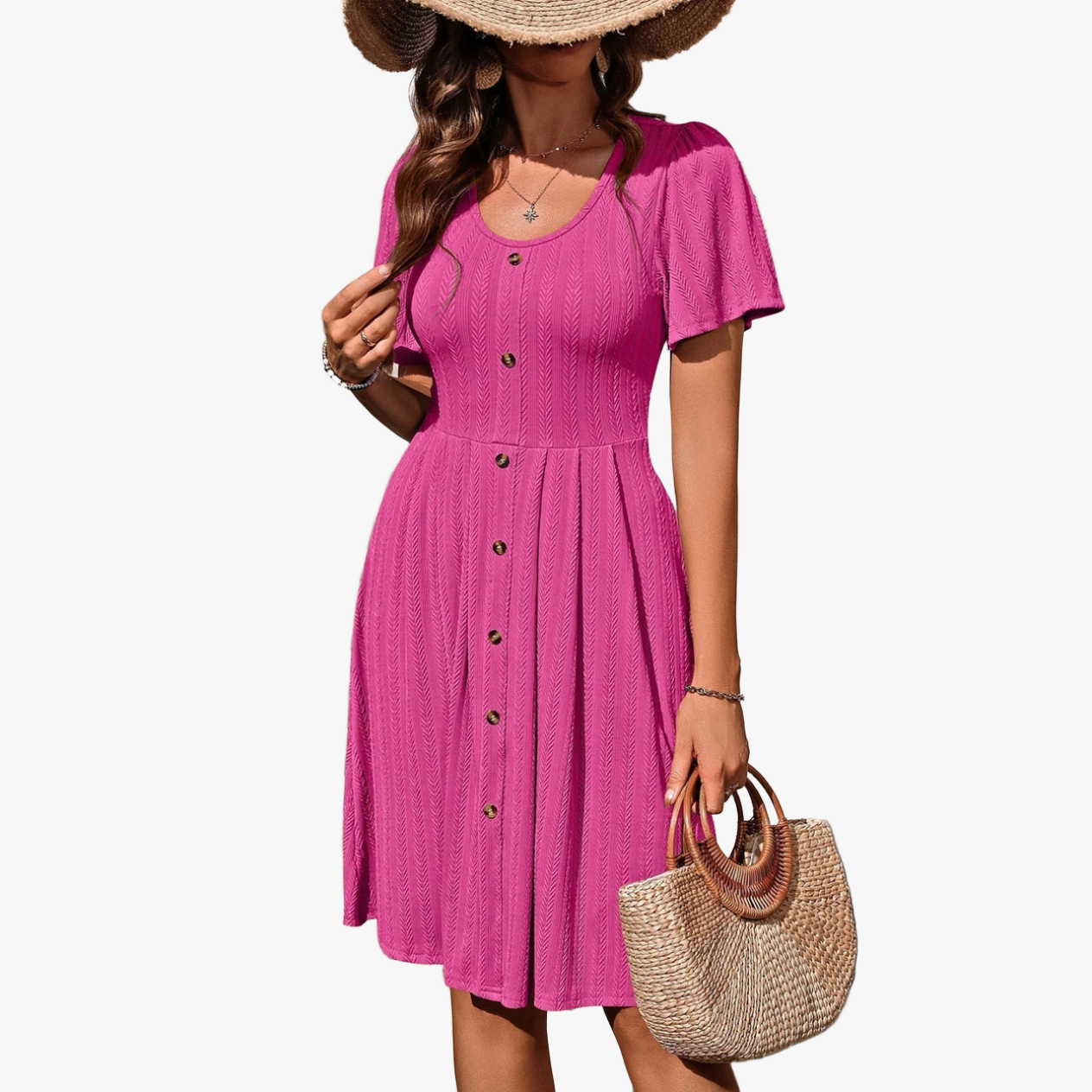 A-linje Sommerkjole med Knapper