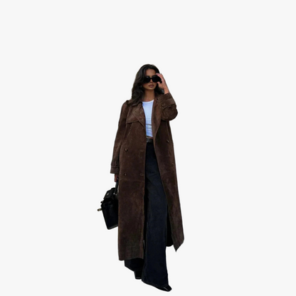 Dobbeltknappet Trenchcoat med Bred Krave