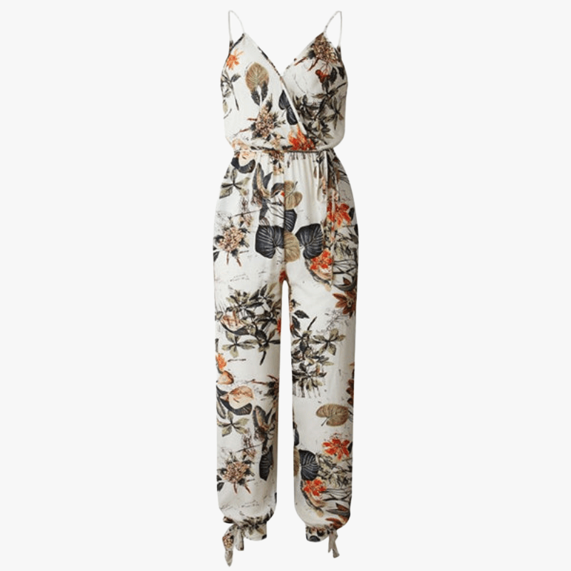 Blomstret Jumpsuit med Cinched Waist