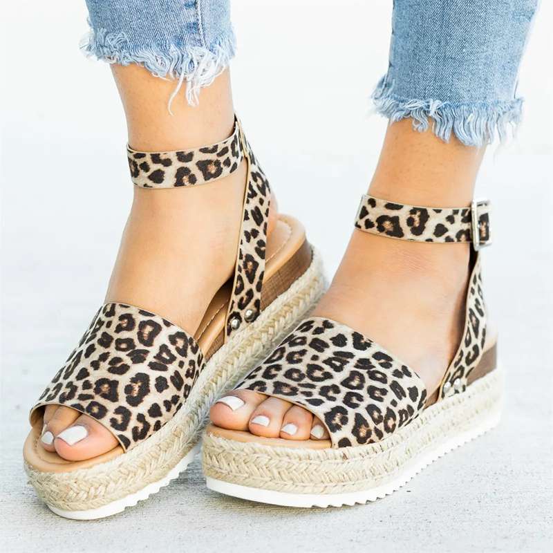 Platform Sandaler med Vævet Jute Detalje