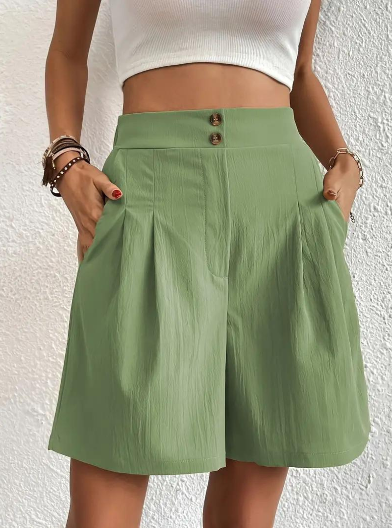 Kvinders Shorts – Højtaljede Plisserede med Funktionelle Lommer, Elegant Stil-82558-6d925a80-1723-4d0b-b035-45a06a0bf68b