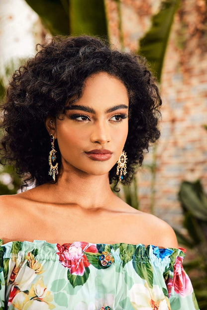 Solskins Øreringe med Farverige Ædelstene