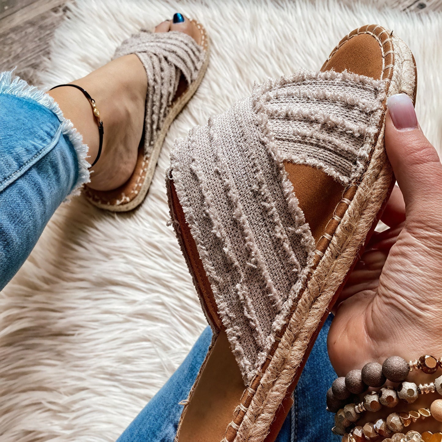 Kvinder Sandaler – Krydsrem, Rebål, Tekstiloverdel, Casual Stil-72720-f03e7cd0-0022-47a3-b658-23c22140c106