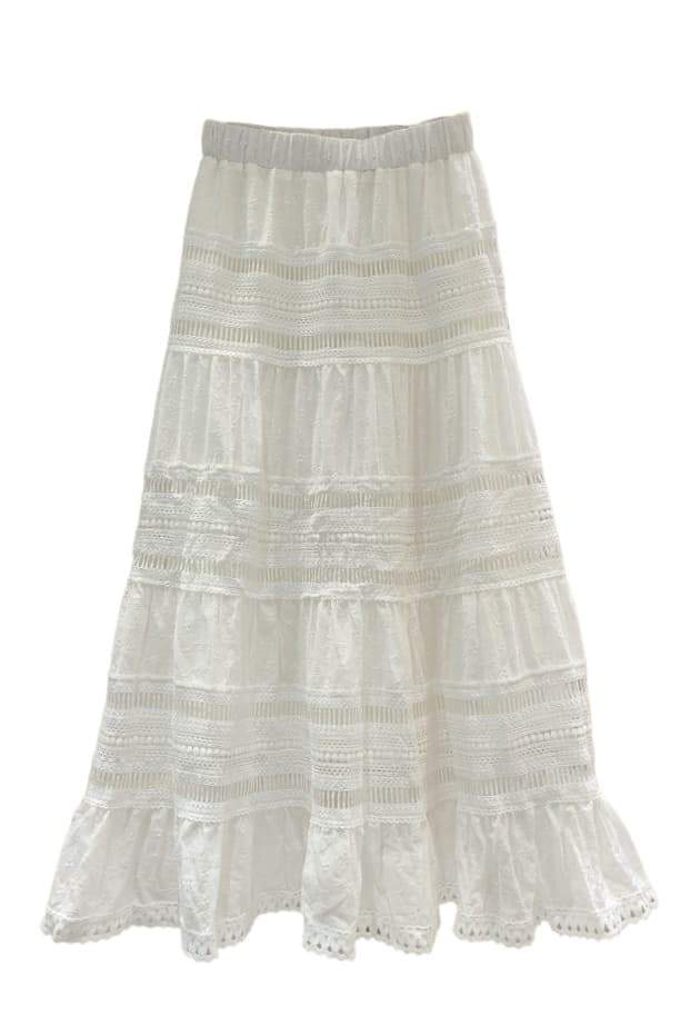 Maxi Skirt med Blonde og Flæser