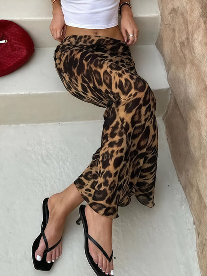 Leopard Maxi Nederdel - Højtaljet og Let