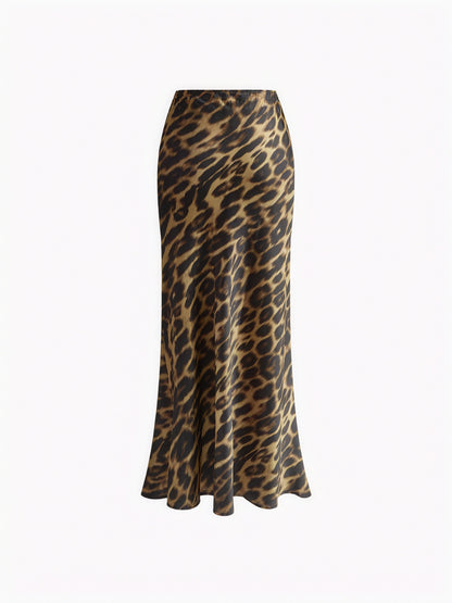 Leopard Maxi Nederdel - Højtaljet og Let