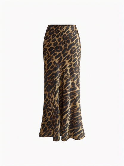 Leopard Maxi Nederdel - Højtaljet og Let