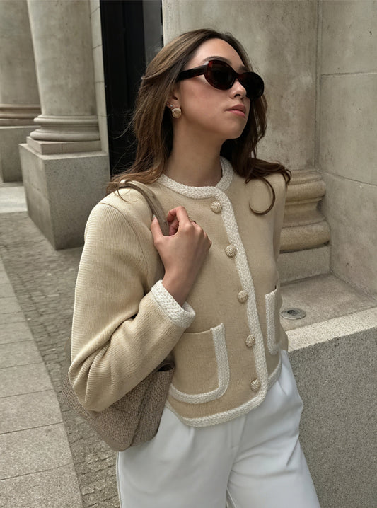 Klassisk Strik Cardigan med Detaljer