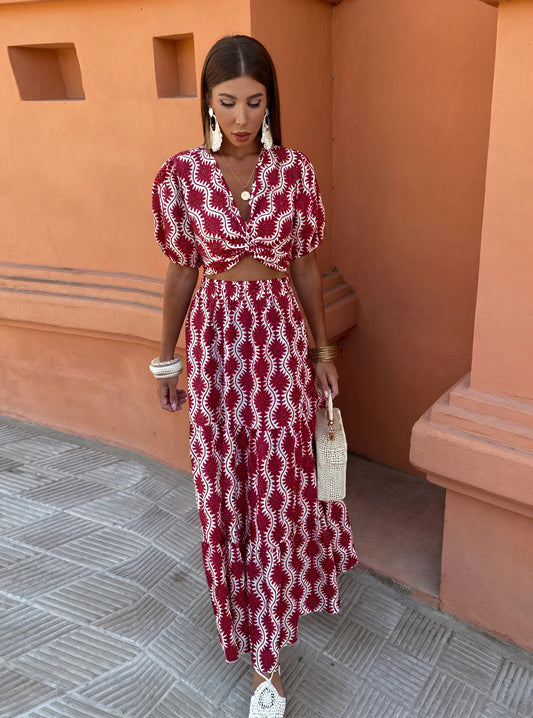 Boheme To-delt Sæt med Maxi Skirt