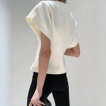 Struktureret Slå-om Bluse med Detaljer