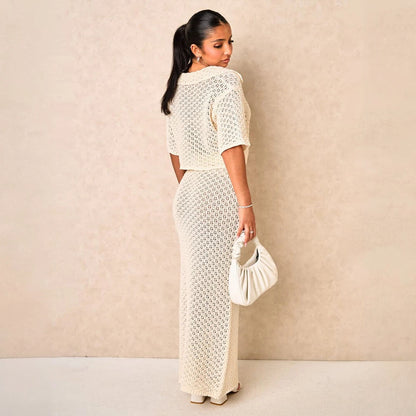 Boheme Sommerdragt - Cropped Top & Højtaljet Nederdel