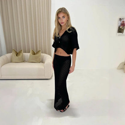 Boheme Sommerdragt - Cropped Top & Højtaljet Nederdel