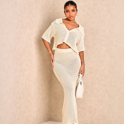 Boheme Sommerdragt - Cropped Top & Højtaljet Nederdel