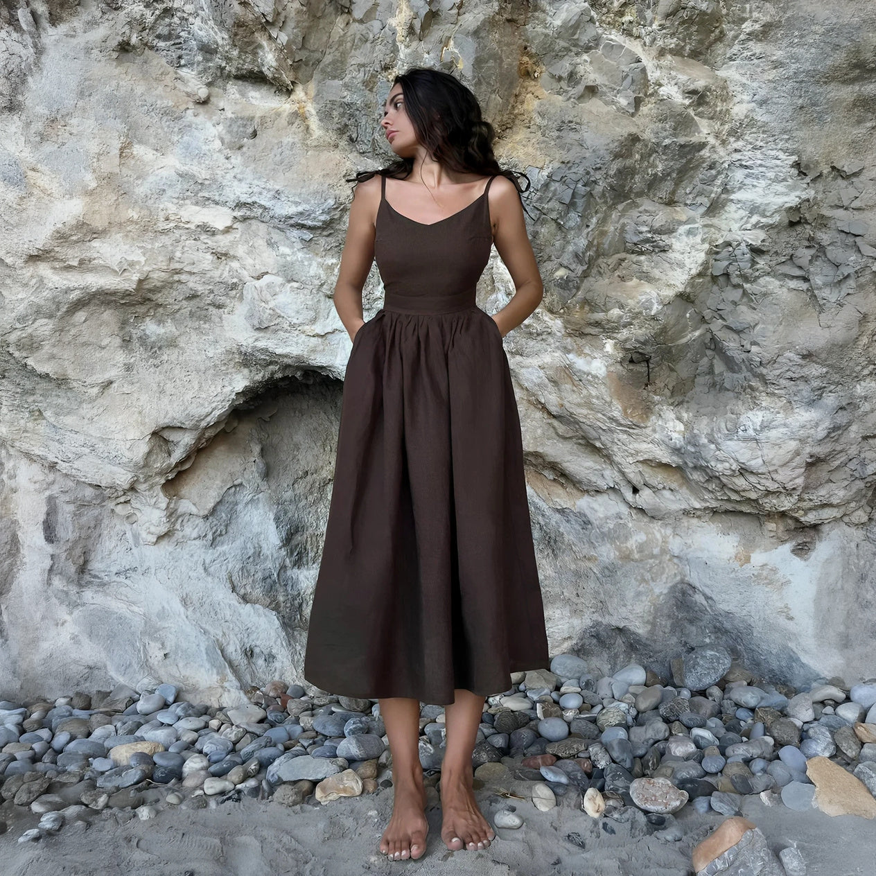 A-Linje Sommerkjole med Stropper