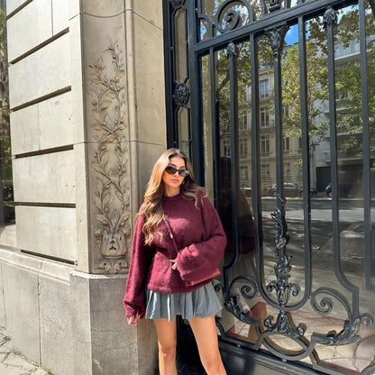 Oversized Langærmet Top - Burgundy