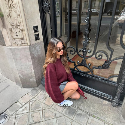 Oversized Langærmet Top - Burgundy
