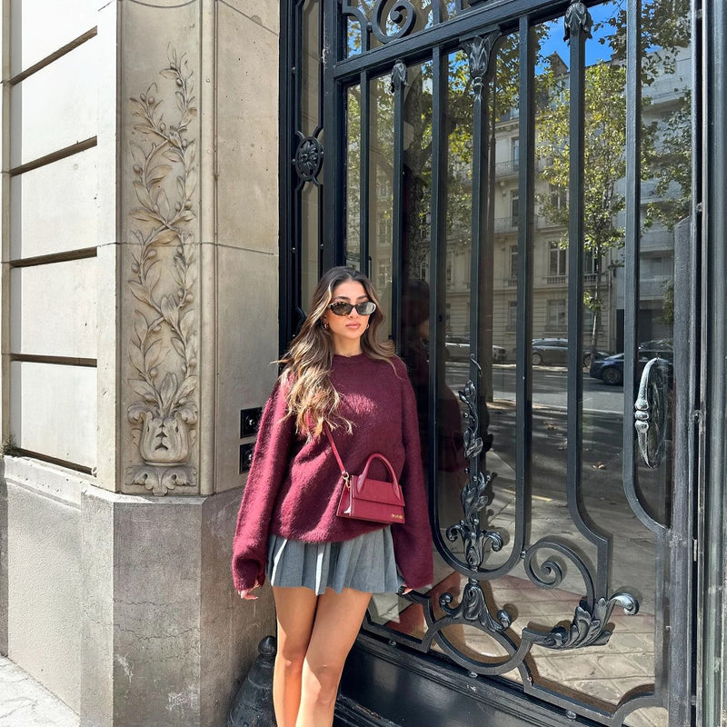 Oversized Langærmet Top - Burgundy