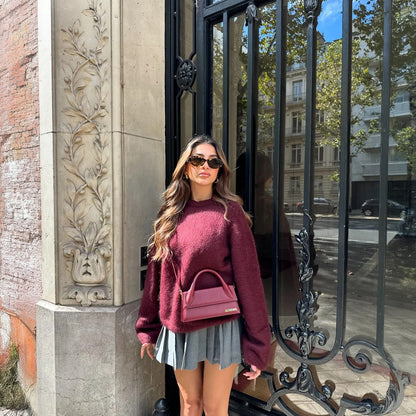 Oversized Langærmet Top - Burgundy