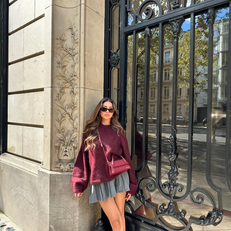 Oversized Langærmet Top - Burgundy