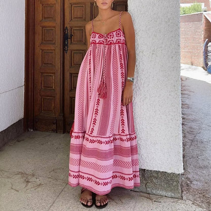 Boheme Maxikjole med Broderi og Kvaster