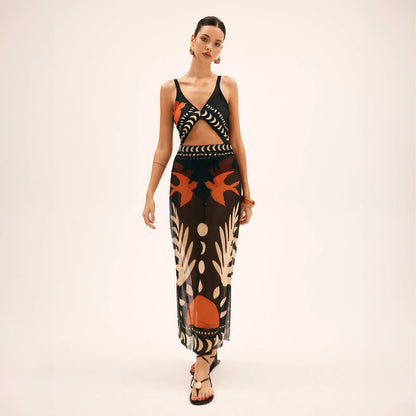 Abstrakt Maxikjole med Keyhole