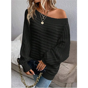 Dame Kjole – Ribstrikket, Off-Shoulder Design med Lange Ærmer-74368-79250a3d-0994-4f43-89e0-b531b5e99870