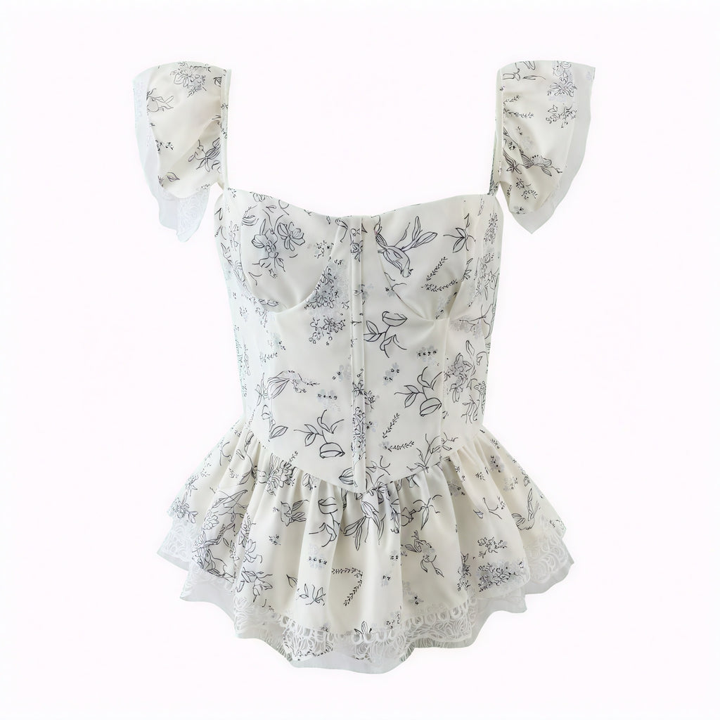 Blomstret Top - Pufærmer & Blonde