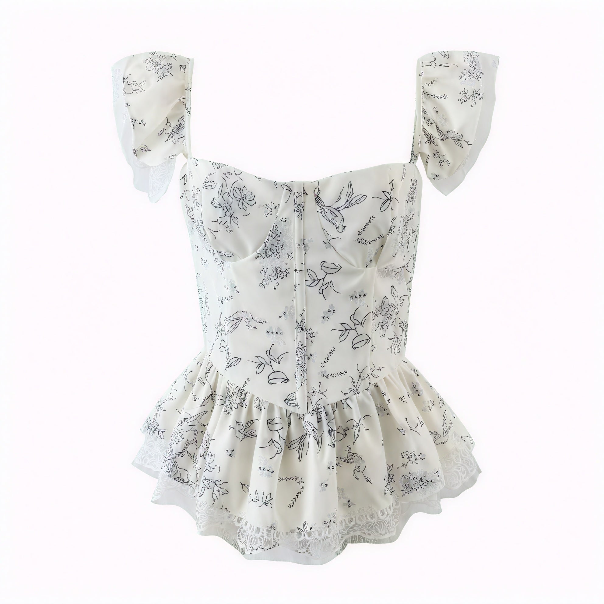 Blomstret Top - Pufærmer & Blonde