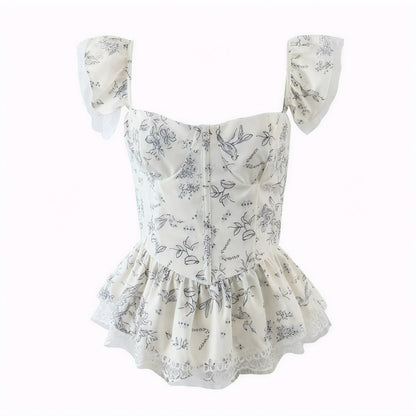 Blomstret Top - Pufærmer & Blonde