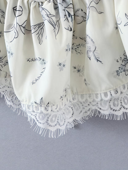 Blomstret Top - Pufærmer & Blonde