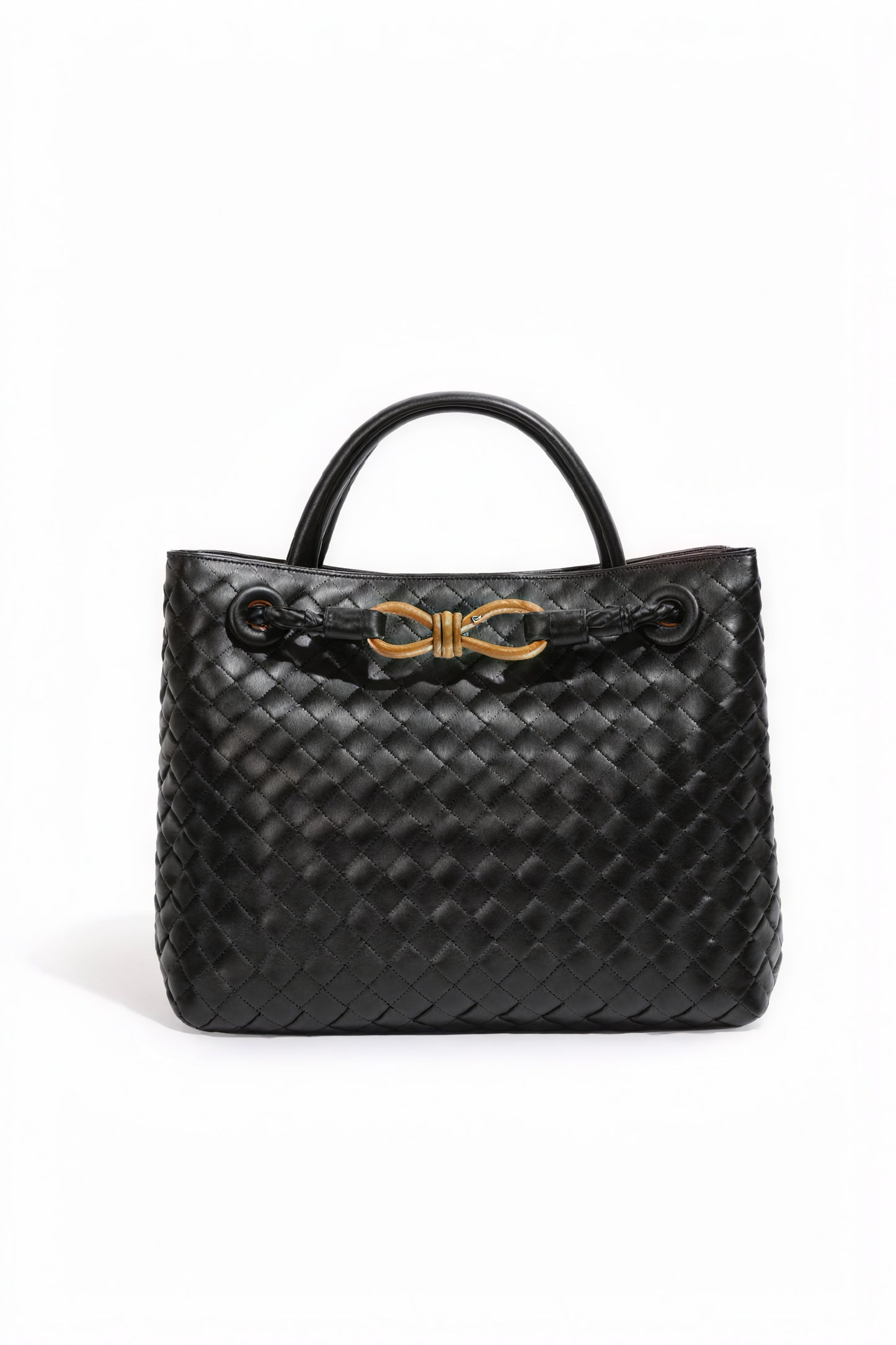 Elegant Vævet Håndtaske med Detaljer