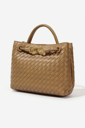 Elegant Vævet Håndtaske med Detaljer