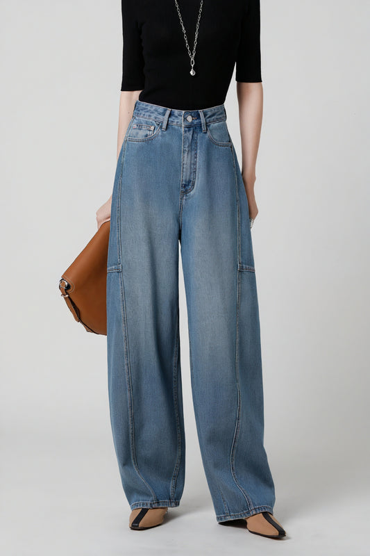 Wide-Leg Jeans med Høj Talje