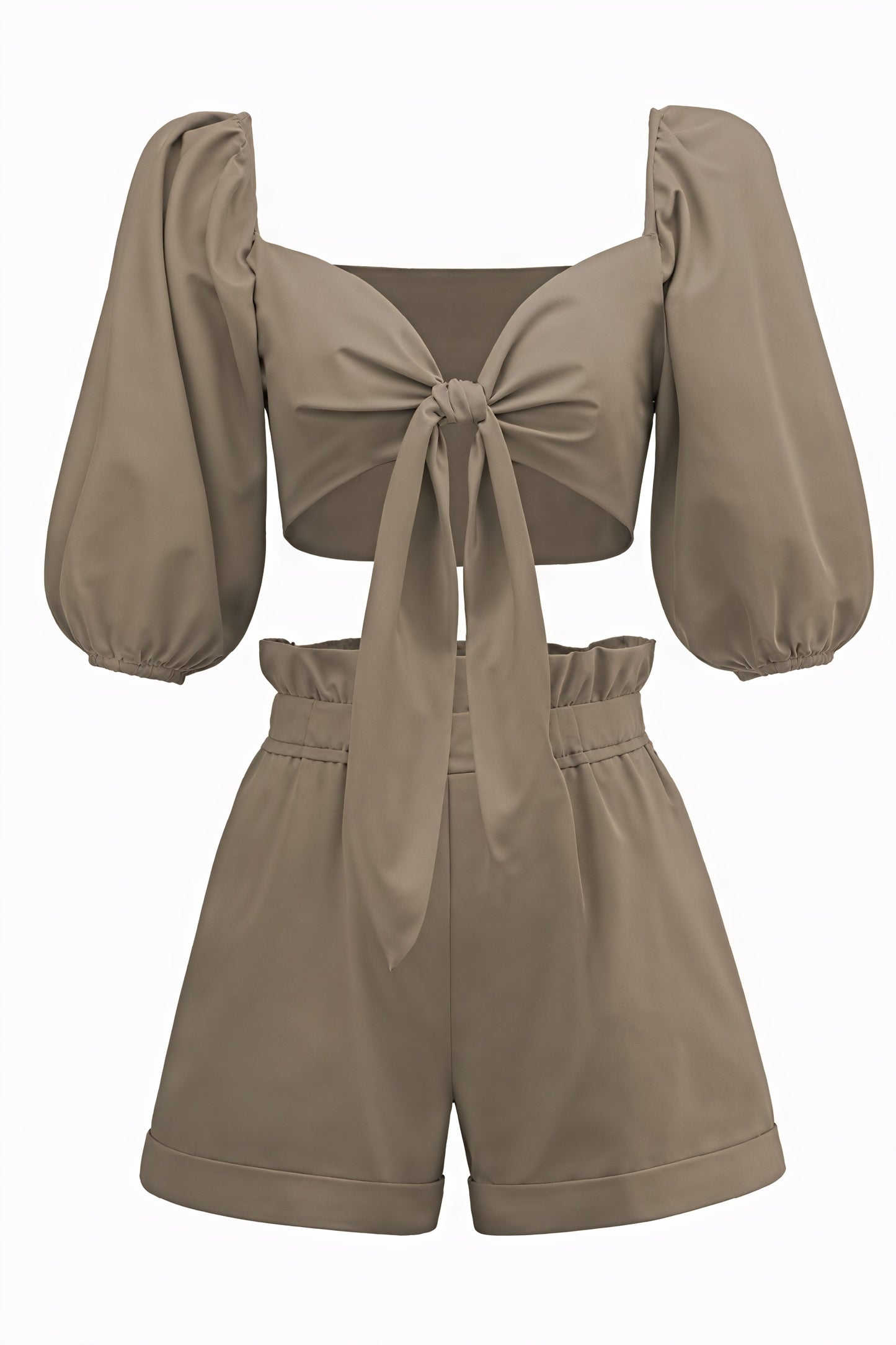 Cropped Top & Shorts Sæt - Højtaljet