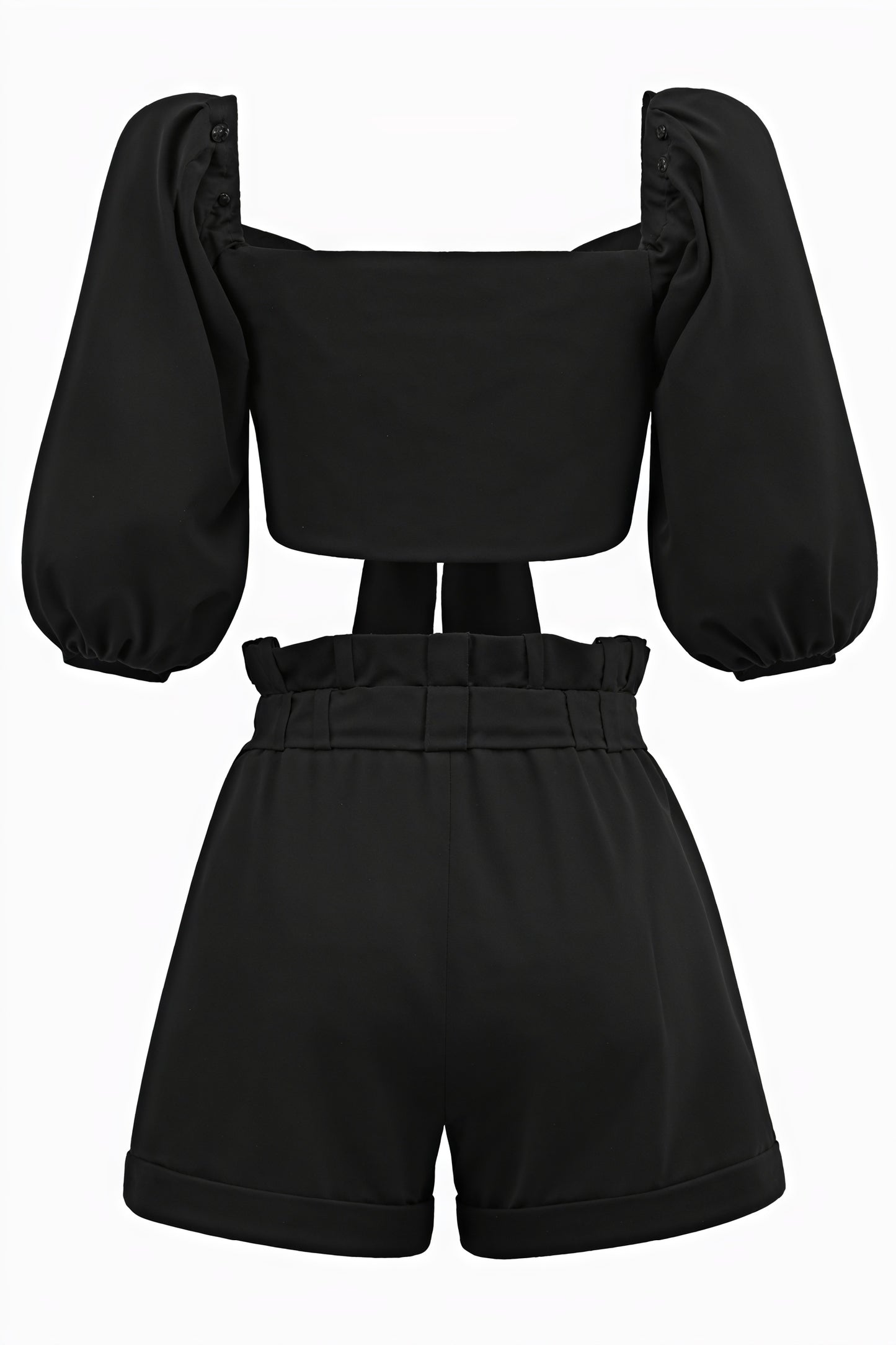 Cropped Top & Shorts Sæt - Højtaljet